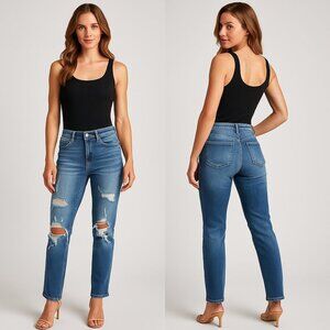 KANCAN ✨ Women’s Mid-Rise Distressed Straight Leg Jeans – Size 28 👖🔥